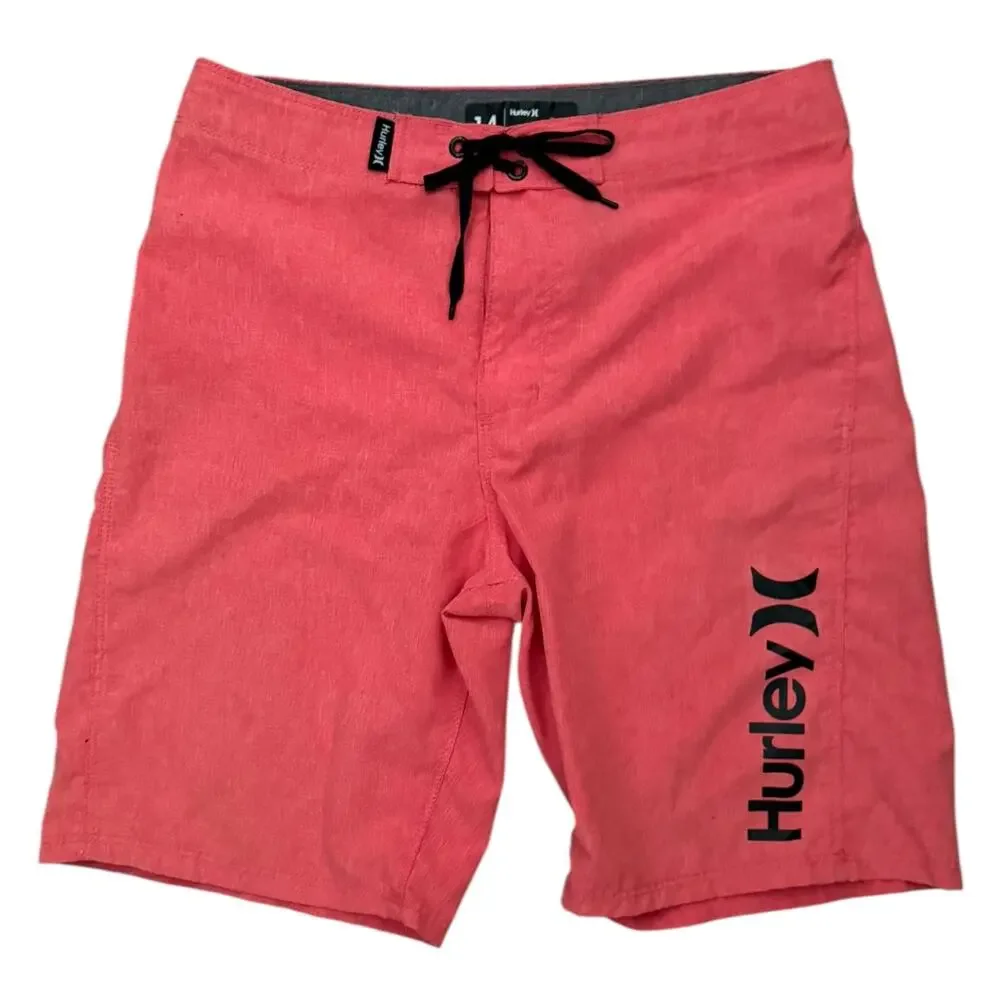Hurley Boys Red Swim Board Surf Shorts Shorts EUC Size 14